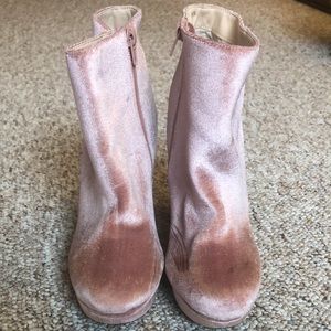 Pink Velvet Boots